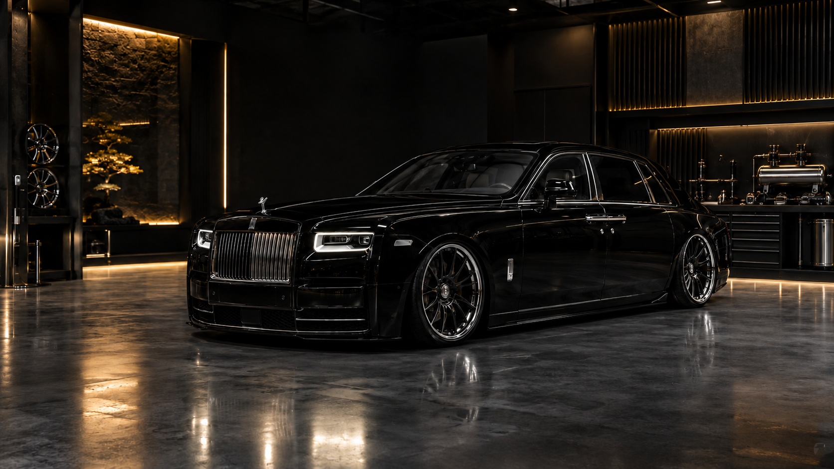 Rolls-Royce completamente preto antes da pintura personalizada